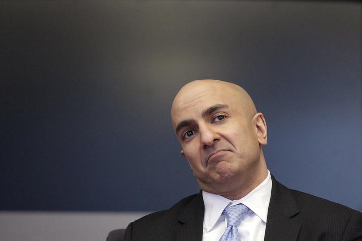 © Reuters. Minneapolis Fed President Neel Kashkari speaks during an interview at Reuters in New York