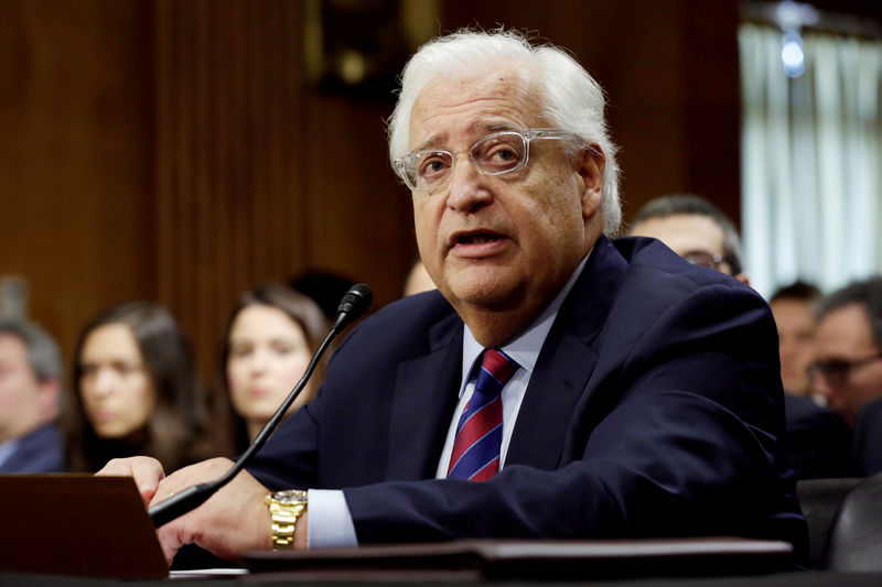 © Reuters. FILE PHOTO --  David Friedman testifies before a Senate Foreign Relations Committee hearing on his nomination to be U.S. ambassador to Israel, on Capitol Hill in Washington