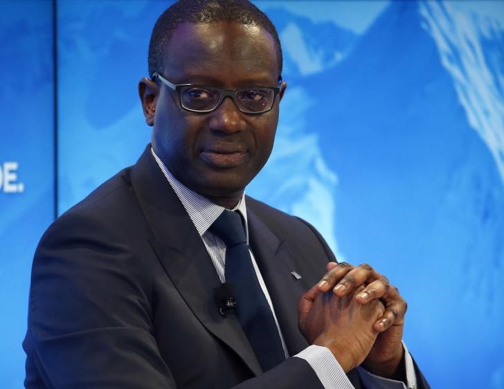 © Reuters. Thiam CEO of the Credit Suisse bank attends the WEF annual meeting of the Forum in Davos