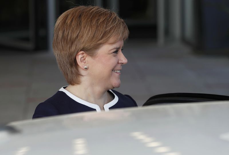 © Reuters. Scotland's First Minister Nicola Sturgeon leaves after meeting Britain's Prime Minister Theresa May at a hotel in Glasgow, Scotland