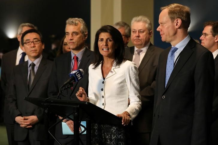 © Reuters. Embaixadora dos EUA na ONU Nikki Haley fala em Nova York