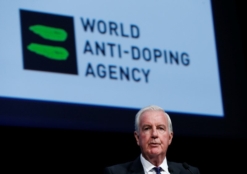 © Reuters. Reedie President of the WADA addresses the WADA Symposium in Ecublens