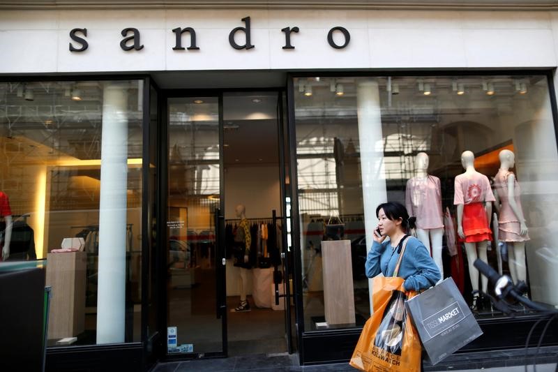 © Reuters. The logo of ready-to-wear Sandro brand is seen on a fashion shop storefront in Paris