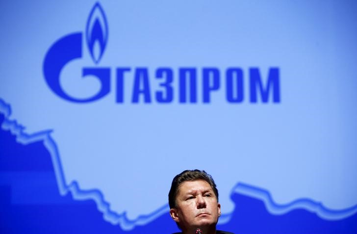 © Reuters. Глава Газпрома Алексей Миллер на пресс-конференции в Москве