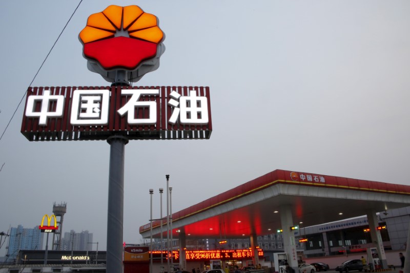 © Reuters. FILE PHOTO: PetroChina's petrol station is pictured in Beijing