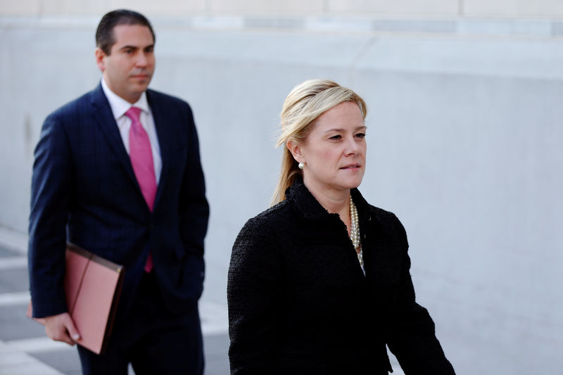 © Reuters. Bridget Anne Kelly, former deputy chief of staff to New Jersey Governor Chris Christie, arrives for her sentencing in the Bridgegate trial at the Federal Courthouse in Newark, New Jersey