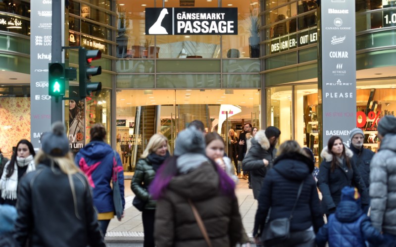 © Reuters. FILE PHOTO: The shopping mall "Gaensemarkt Passage" is pictured in downtown Hamburg