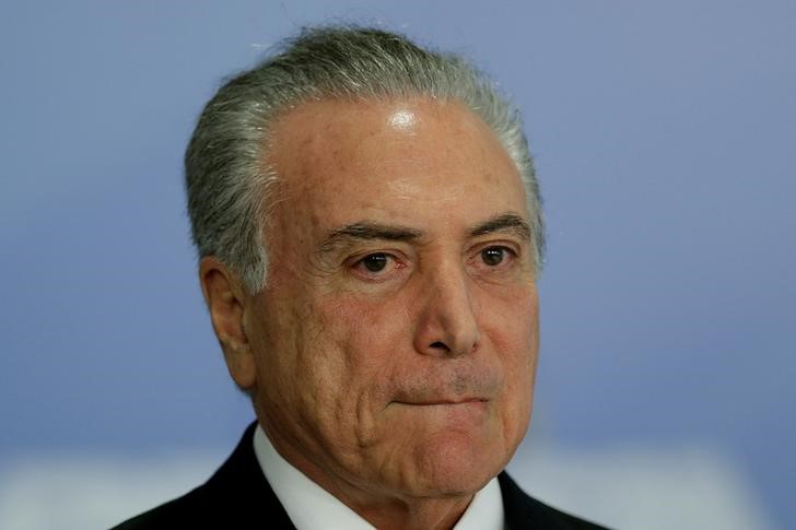 © Reuters. Presidente Michel Temer durante pronunciamento no Palácio do Planalto, em Brasília