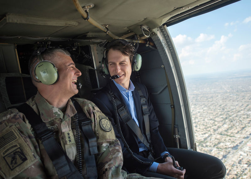 © Reuters. Jared Kushner, Senior Advisor to President Donald J. Trump, is pictured during a helicopter transit over Baghdad, Iraq, in this handout photo