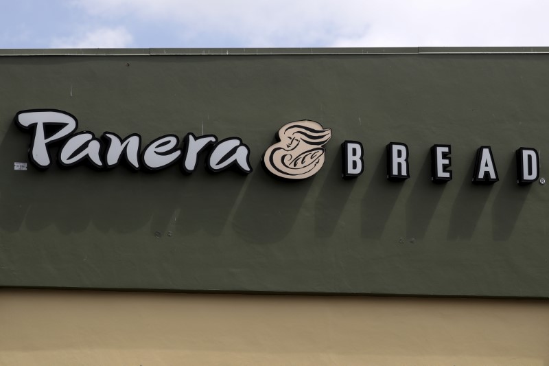 © Reuters. A Panera restaurant logo is pictured on a building in North Miami, Florida