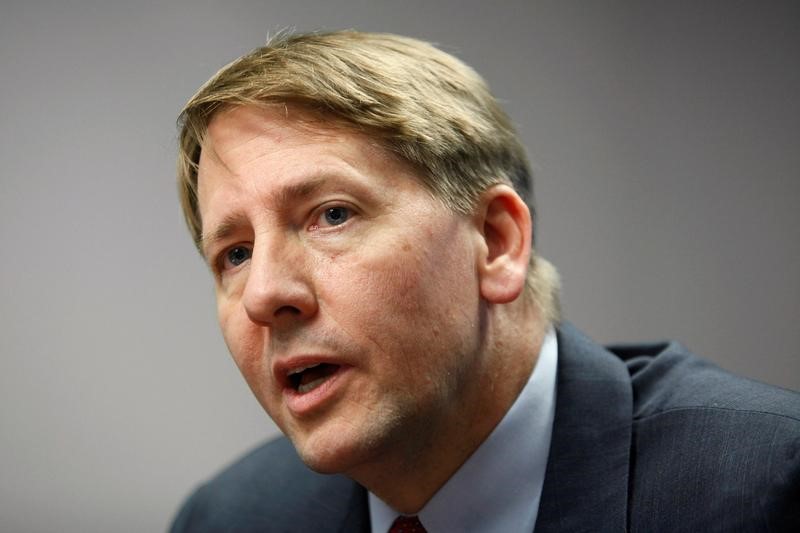 © Reuters. Consumer Financial Protection Bureau Director Cordray answers questions at the Reuters Washington Summit in Washington