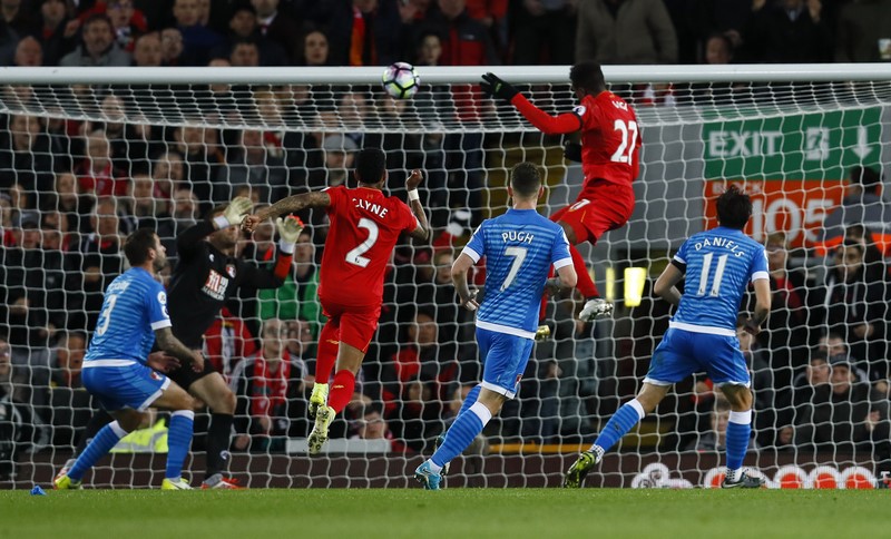 © Reuters. Liverpool's Divock Origi scores their second goal