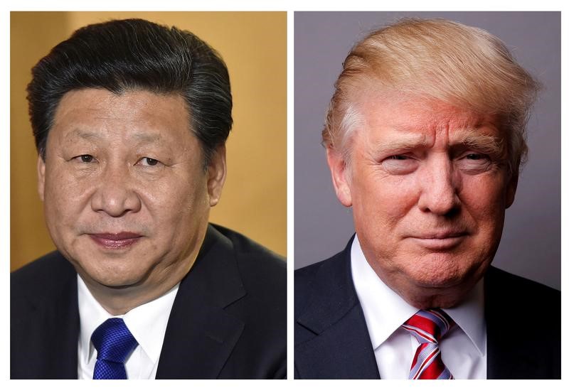 © Reuters. Montagem de fotos do presidente da China, Xi Jinping, e do presidente dos Estados Unidos, Donald Trump.