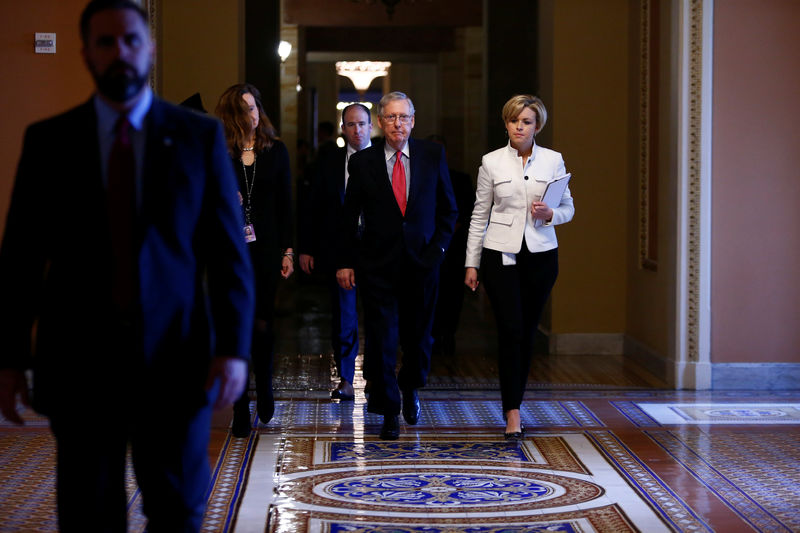 © Reuters. U.S. Senate Majority Leader McConnell walks to the Senate Chamber on Capitol Hill in Washington