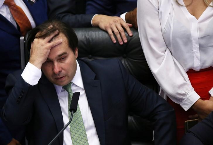 © Reuters. Presidente da Câmara dos Deputados, Rodrigo Maia, durante sessão da Casa em Brasília