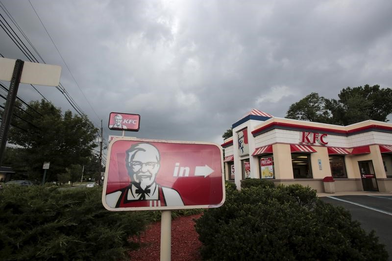 © Reuters. KFC sign is pictured outside its restaurant in Paramus
