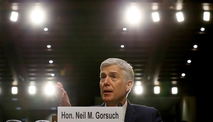 © Reuters. Neil Gorsuch durante sabatina no Senado dos EUA