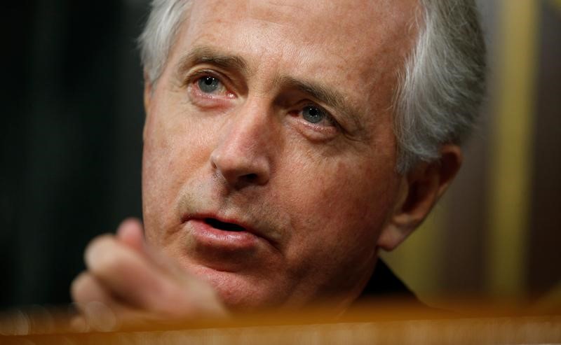 © Reuters. Corker speaks at Rex Tillerson confirmation hearing to become U.S. Secretary of State in Washington