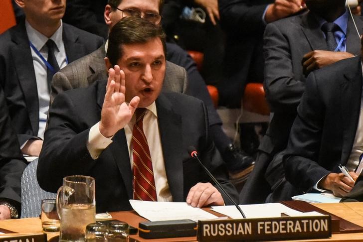 © Reuters. Enviado adjunto da Rússia na ONU Vladimir Safronkov faz discurso