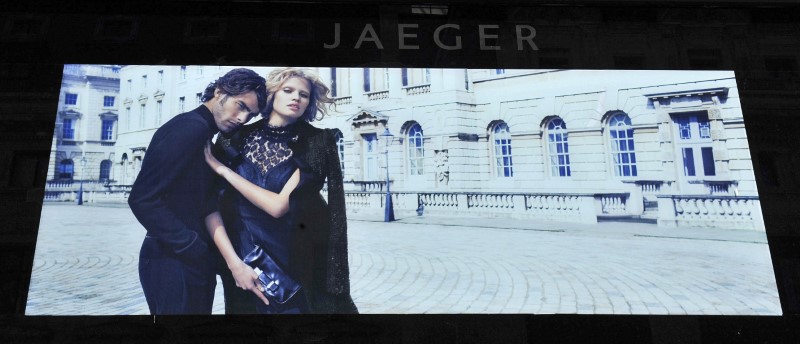 © Reuters. The Jaeger store logo is seen outside their store in central London