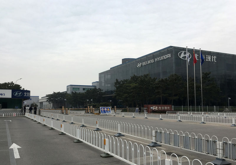 © Reuters. View outside a Hyundai factory in Beijing