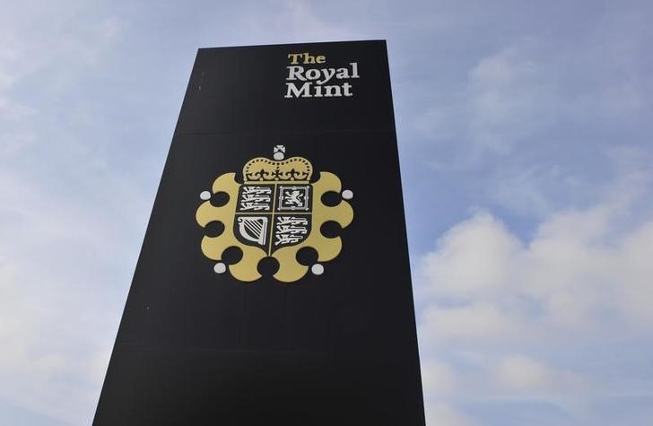 © Reuters. A sign is seen outside the Royal Mint in Cardiff