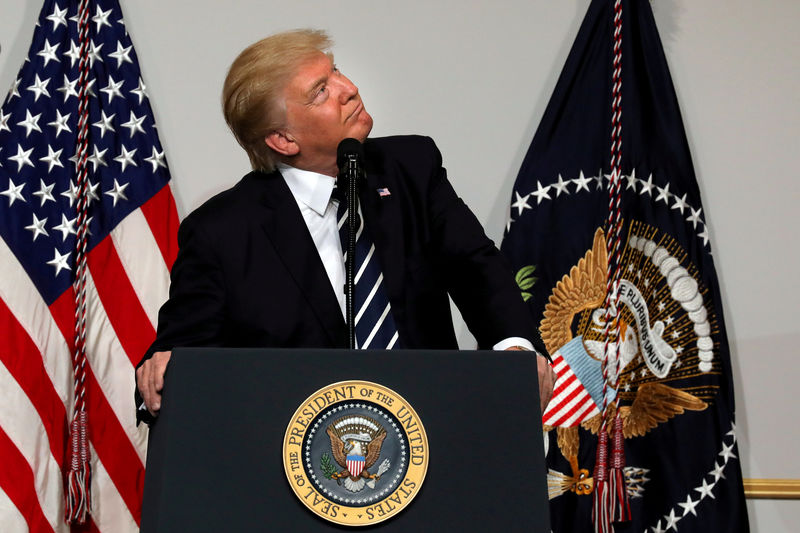 © Reuters. FILE PHOTO: U.S. President Donald Trump delivers remarks at the National Republican Congressional Committee March Dinner in Washington, March 21, 2017.