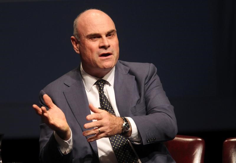 © Reuters. FILE PHOTO - AIG CEO Hancock speaks during the White House summit on cybersecurity and consumer protection in Palo Alto