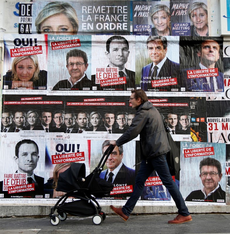 © Reuters. La carrera presidencial francesa se aprieta a 9 días de los comicios