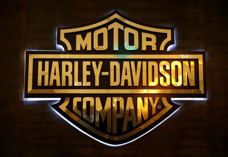 © Reuters. A Harley-Davidson signage is displayed in their head office in Singapore