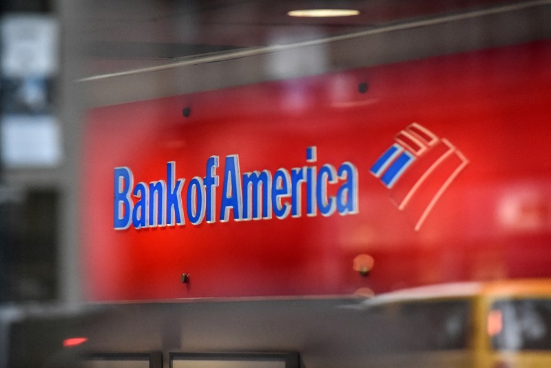 © Reuters. A Bank of America logo is seen in New York City