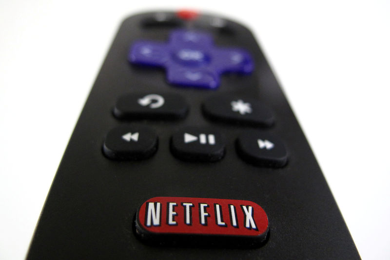 © Reuters. FILE PHOTO: The Netflix logo is pictured on a television remote in this illustration photograph taken in Encinitas California