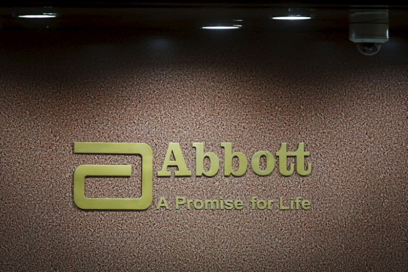 © Reuters. An Abbott company logo is pictured at the reception of its office in Mumbai