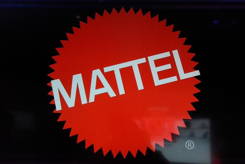 © Reuters. The Mattel company logo is seen at the 114th North American International Toy Fair in New York City