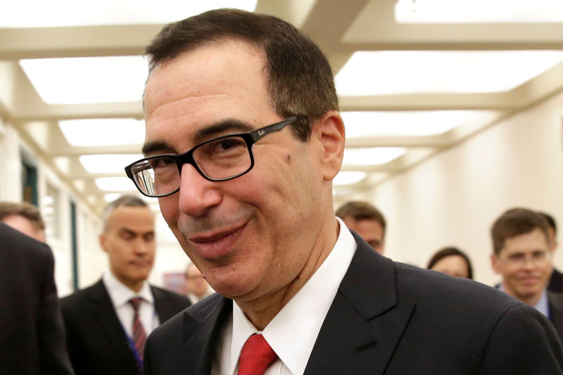 U.S. Treasurу Secretarу Steven Mnuchin arrives to meet with China's Finance Minister Xiao Jie during the IMF/World Bank spring meetings in Washington