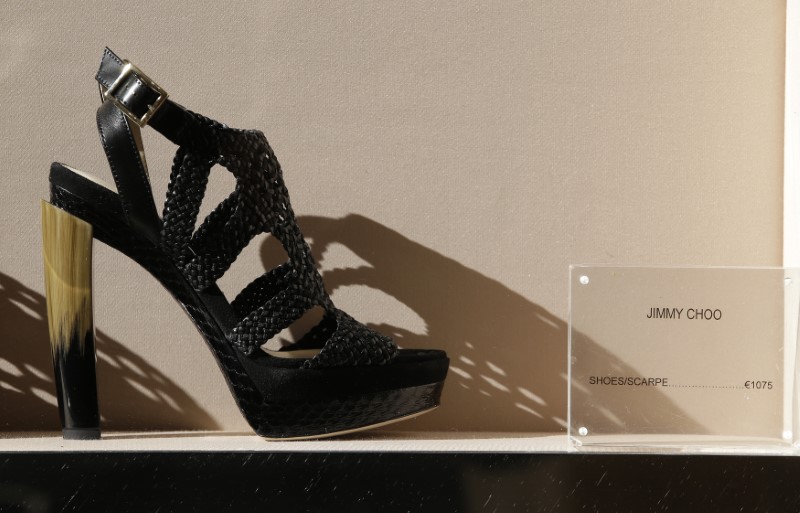 © Reuters. A Jimmy Choo shoe is seen in a shop in downtown Rome