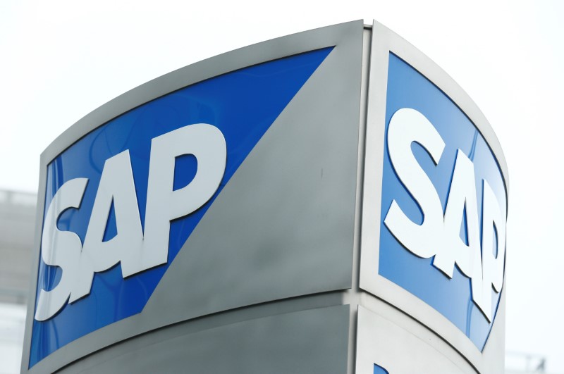 © Reuters. SAP logo at SAP headquarters in Walldorf