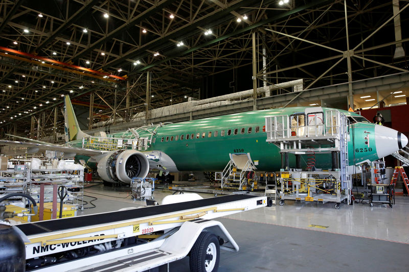 © Reuters. FILE PHOTO: Boeing's new 737 MAX-9 is pictured under construction at their production facility in Renton, Washington