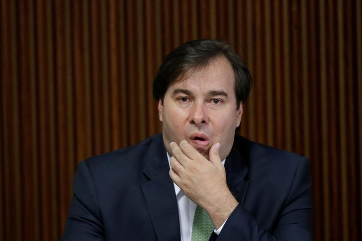 © Reuters. Rodrigo Maia durante reunião no Palácio do Planalto