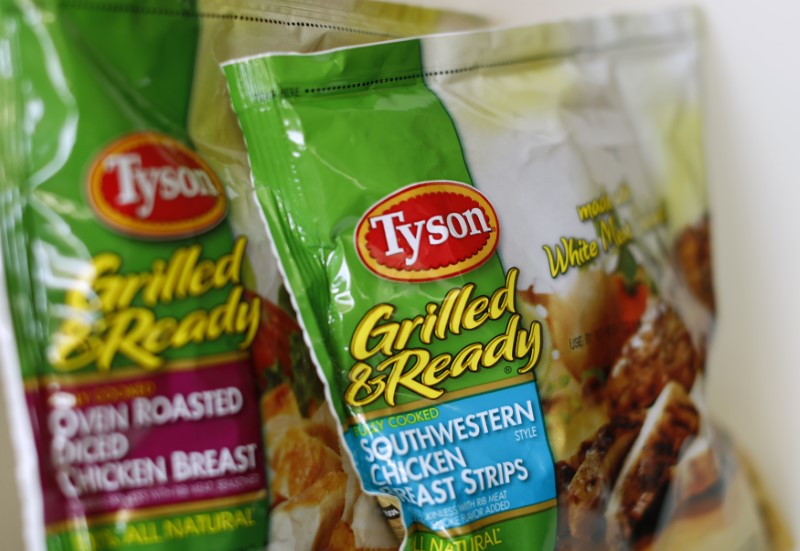 © Reuters. Tyson food meat products are shown in this photo illustration in Encinitas