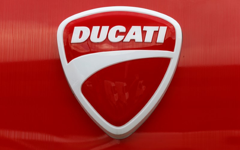 © Reuters. Logo of Italian motorcycle manufacturer Ducati is seen in Dietlikon