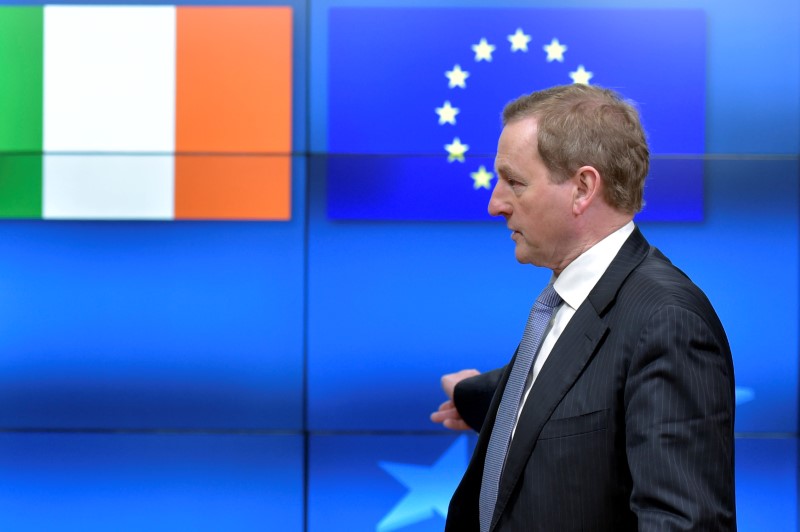 © Reuters. Irish PM Kenny leaves after a meeting with EU Council President Tusk in Brussels