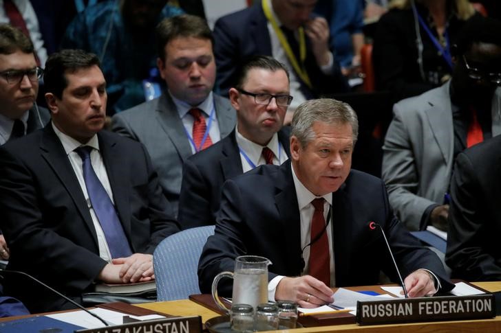 © Reuters. Vice-ministro de Relações Exteriores da Rússia, Gennady Gatilov, fala durante reunião do Conselho de Segurança da ONU