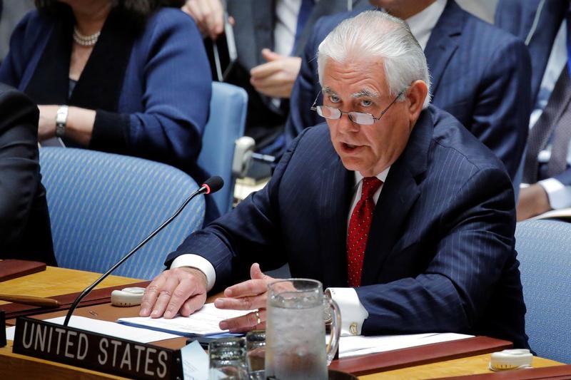 © Reuters. Tillerson fala no Conselho de Segurança da ONU