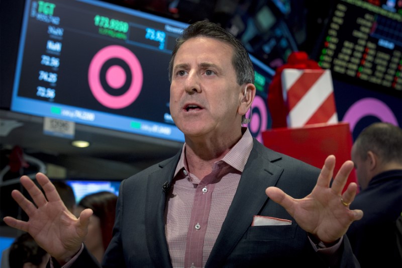 © Reuters. Target Corp. CEO, Brian Cornell speaks during an interview on the floor of the New York Stock Exchange