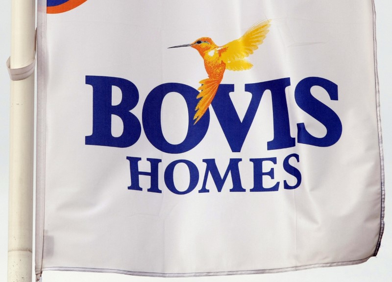 © Reuters. A Bovis homes flag flies at a housing development near Bolton