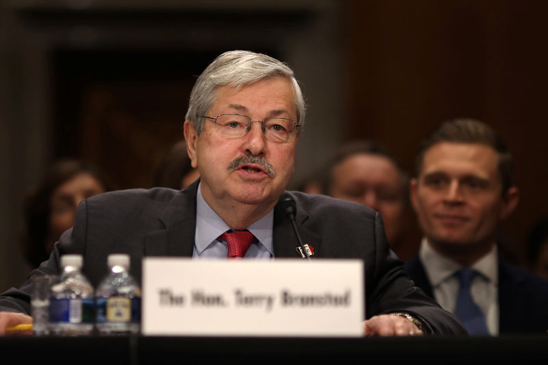 © Reuters. Iowa Governor Terry Branstad testifies before a Senate Foreign Relations Committee confirmation hearing on his nomination to be U.S. ambassador to China at Capitol Hill in Washington D.C.