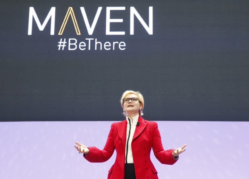 © Reuters. GM's Steyn speaks about the new Maven services unit during the North American International Auto Show in Detroit