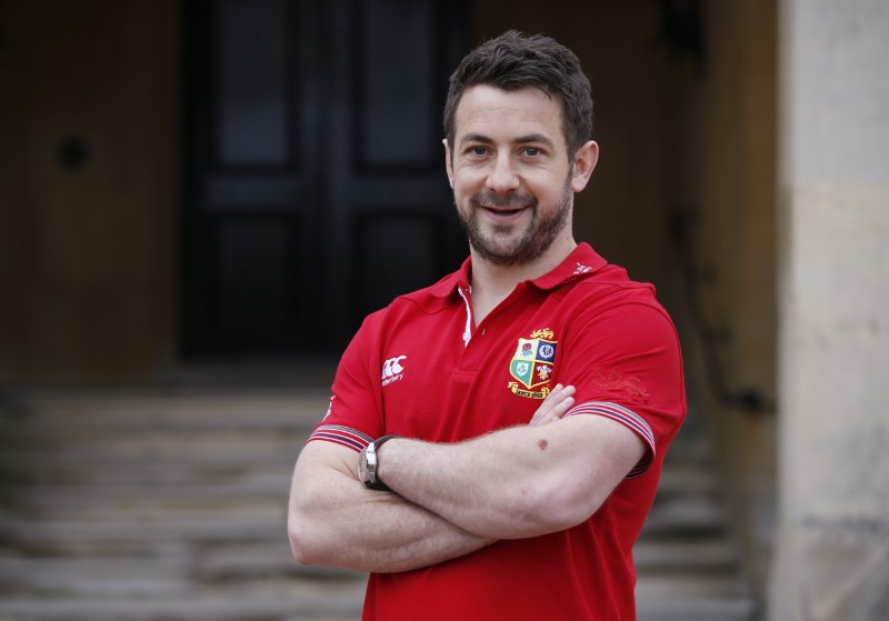 © Reuters. British & Irish Lions Greig Laidlaw poses