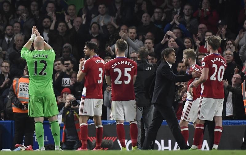 © Reuters. هبوط ميدلسبره من الدوري الانجليزي الممتاز لكرة القدم